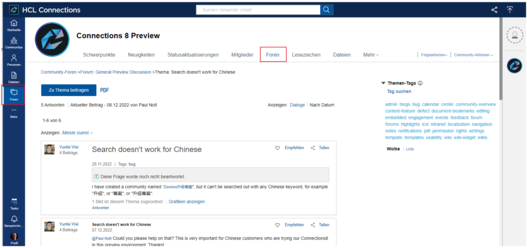 Connections 8 Screenshot Ansicht: Foren