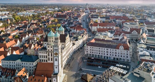 Panoramablick auf die Innenstadt von Augsburg